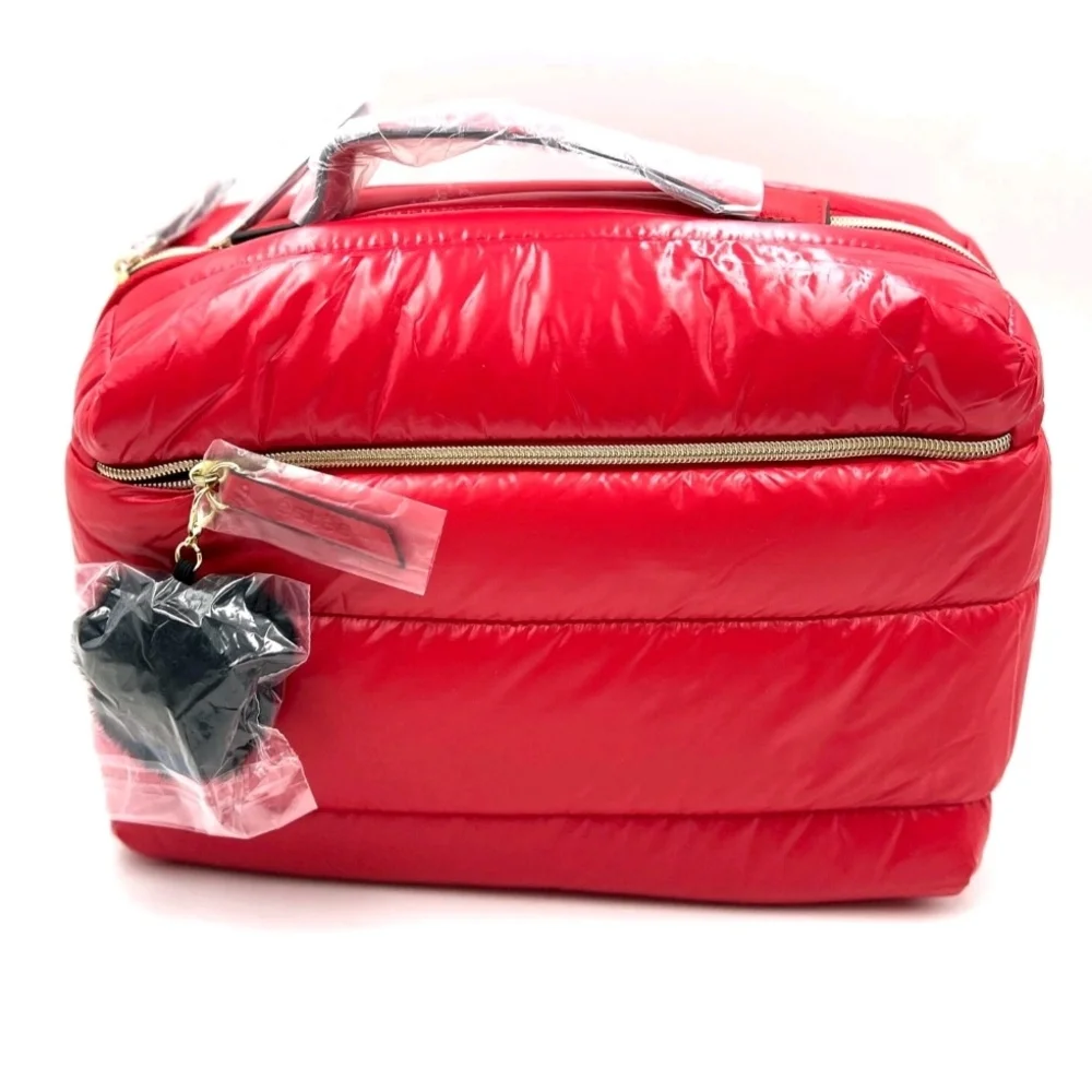 ESTÉE LAUDER Red Recycled Puffy Vanity Travel Bag Set w/3 Pouches NWT AUTHENTIC - Picture 4 of 4